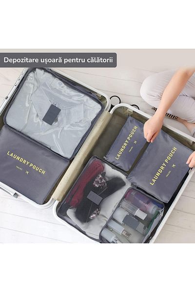 varioshop Set of 6 VarioShop® travel organizers, different sizes, carrying handles, plates
