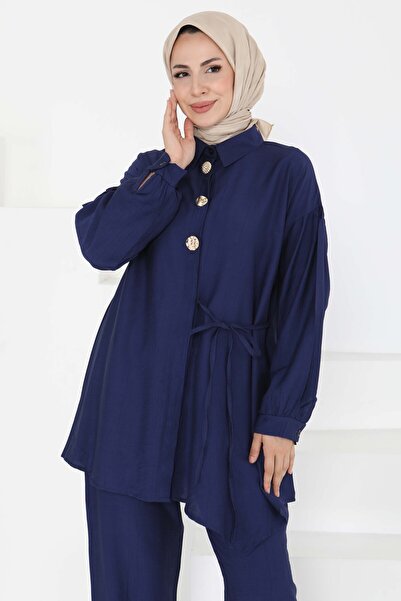 TOFİSA Costum dublu cu legături la talie Indigo - 27180