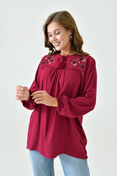 LİFERA Lifera Şile Fabric Embroidered Mother Blouse
