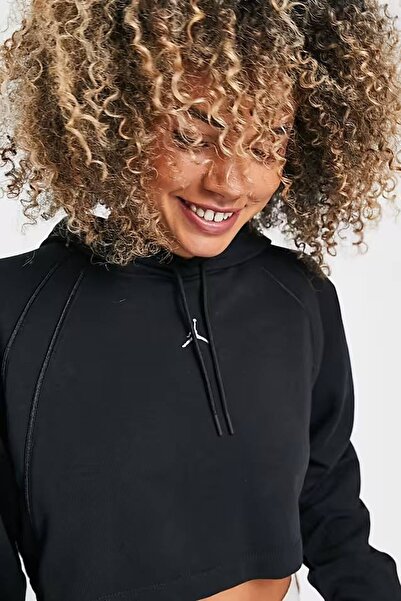 Nike Jordan Sport Fleece Crop Pullover Loose Fit Hoodie Γυναικείο φούτερ με κουκούλα Loose Fit Μαύρο