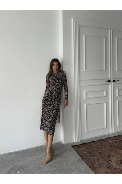 Genel Markalar Tül Leopar Elbise