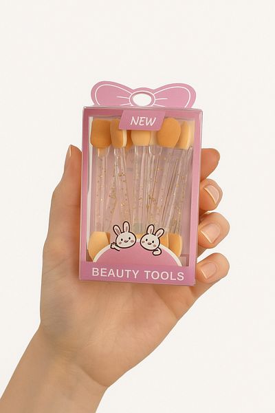 Floraglow 10-Piece Shiny Handle Double-Sided Eyeshadow Applicator - Sponge Tip Makeup Brush Set