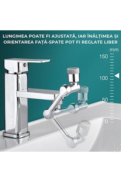 varioshop Extensie rotativa pentru robinet VarioShop®, prelungitor pentru baterie chiuveta, pivotant in orice