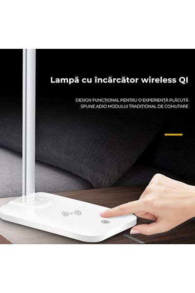 varioshop VarioShop® LED Lamp, Night Light with Wireless Fast Charge Universal Charger, Touch Control, Timer, Il