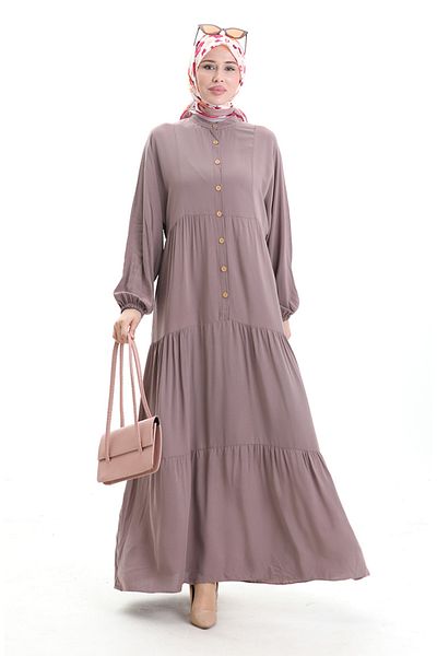 sefamerve Φόρεμα Judge Collar Half Button 0090-02 Mink