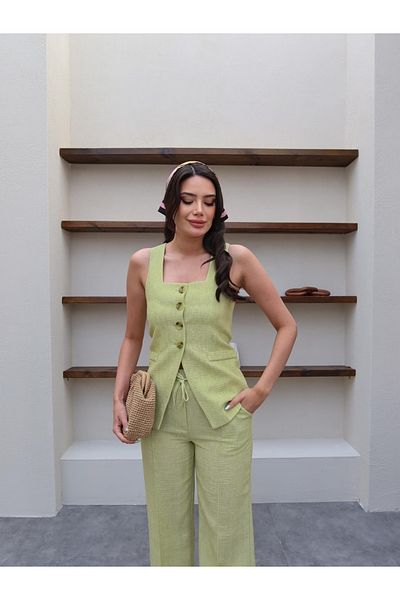 ESRAHELVACI Set pantaloni vestă cu guler pătrat