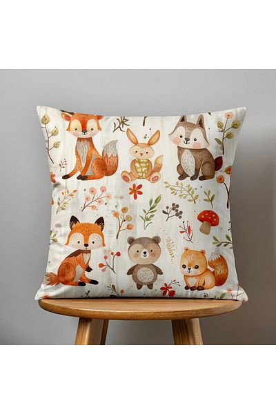Filamente Double Sided Digital Printing Throw Pillow Case Kids Room Animal Pattern
