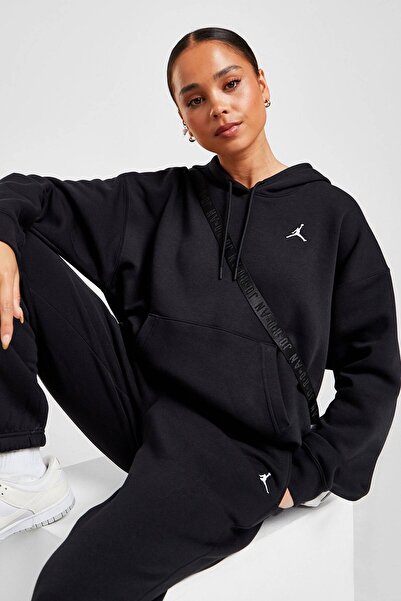 Nike Jordan Essential Fleece Pullover Loose Fit Hoodie Γυναικείο φούτερ με κουκούλα φαρδιά κοπή μαύρο