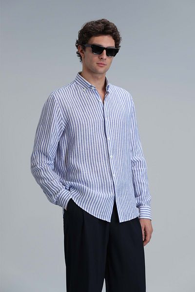 Lufian 111010610 New Men's Basic Shirt Regular Fit Men's Shirt Blue