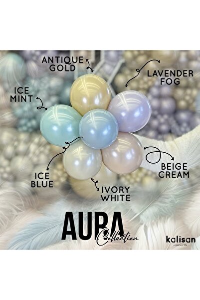 PARTİSERÜVENİ Kalisan Aura Balloon Series Shiny Party Balloon 12 Inch Metallic Balloon