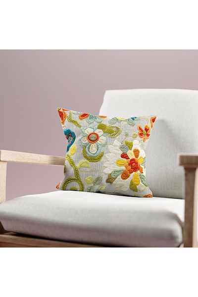 Filamente Double Sided Digital Printing Throw Pillow Case Quilted Look Floral Pattern