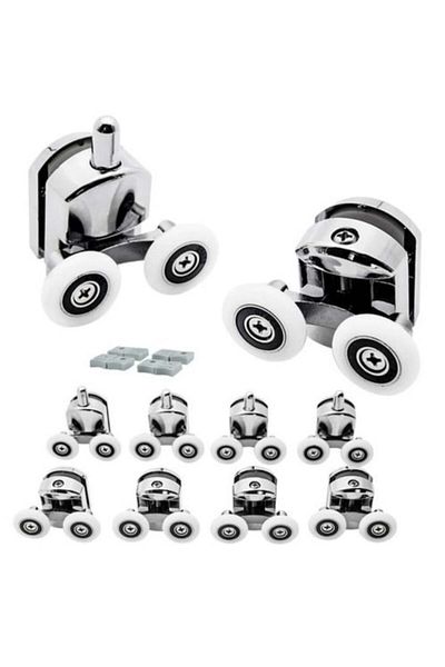 varioshop Set of 8 double wheels for VarioShop® shower cabin, universal, easy move bearings, stops included