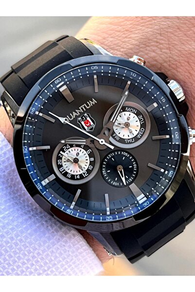 Quantum Beşiktaş Lisanslı İç Fonksiyonları Aktif 10 Atm Silikon Kordon Taraftar Kol Saat BJK1903.661