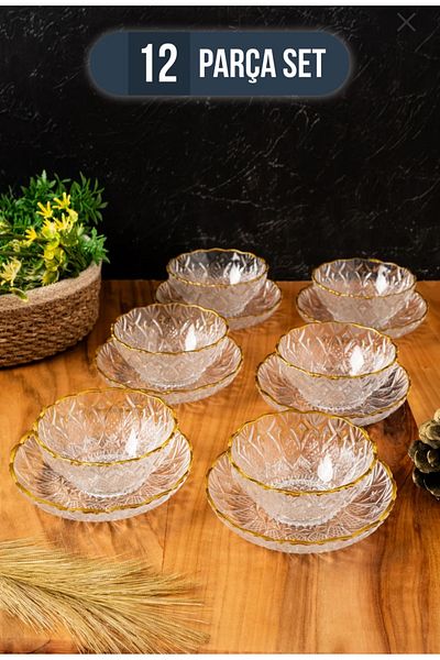 Kig 12 Pieces Gold Gilded Snack Bowl Rice Pudding Bowl Gift Dowry Bowl Presentation Serving Guests