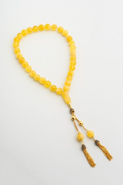 So CHIC... 30 cm Silver Rosary with Natural Amber Stone