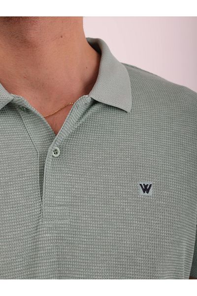 WKM Men's Regular Fit Polo Neck Waffle Basic T-Shirt