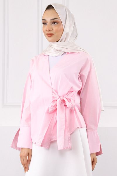 İmajButik Πουκάμισο Dusty Pink Side Tie