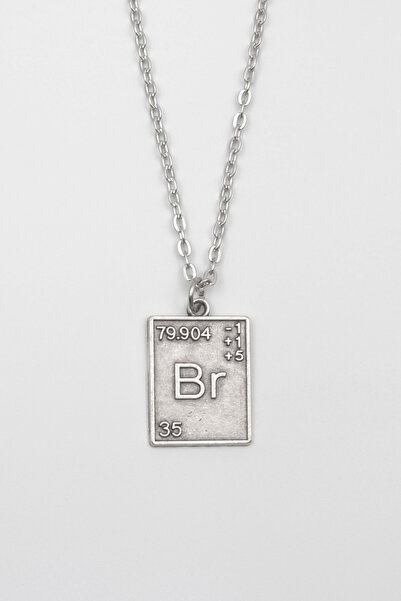 Bu Farklı Breaking Bad Br Element Kolye - Düz Ezme İthal Zincirli Unisex Gümü...