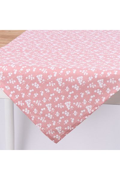Clayre & Eef Fata de masa bumbac roz pudrat Flowers 50*160 cm
