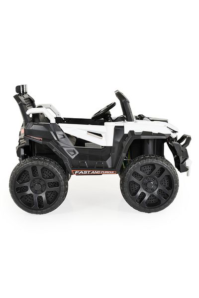Moni Masinuta electrica pentru copii 3-6 Ani, 4 Motoare, Moni Jeep ATV Alb, MP3, 2 Viteze,Telecomanda