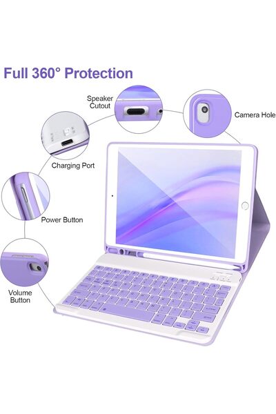 Fogy Apple Ipad 7.8.9.nesil 10.2 Uyumlu Için Çıkarılabilir Bluetooth Türkçe Klavyeli Kılıfı