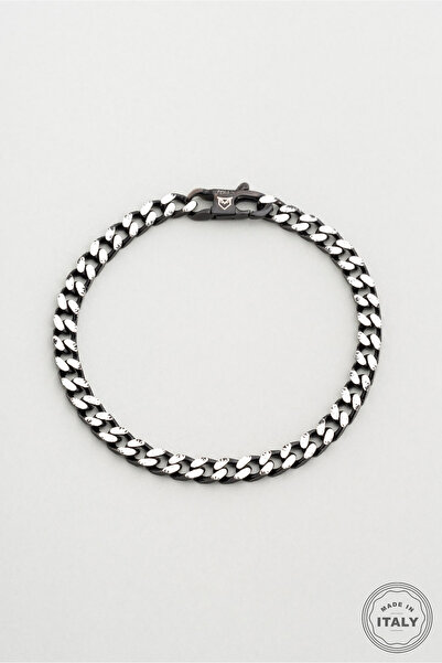 So CHIC... İtalyan Rutenyum Kaplama Gümüş Erkek Zincir Bileklik