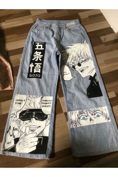 KOTOLOG Y2K Saturo Gojo Jean Unisex Trend Baggy Trousers Bilbec