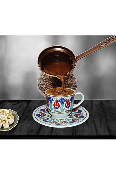 MARATON Set of 6 Tile Embroidered Premium Coffee Cups