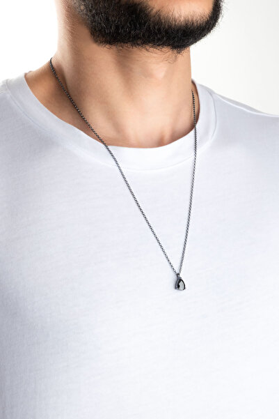 So CHIC... So CHIC... Zirkonu Taşlı Siyah Rodyum Kaplama 60 Cm Gümüş Erkek Kolye