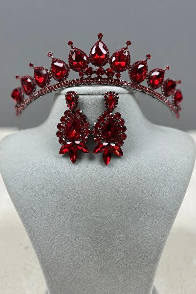 Limelia Set de coroană și cercei cu picătură pentru costum de nuntă Neri Mode...