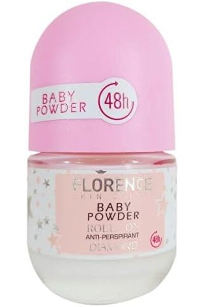 Florence بودرة الأطفال، مزيل عرق رول أون، يدوم 48 ساعة، 50 مل (دايموند)