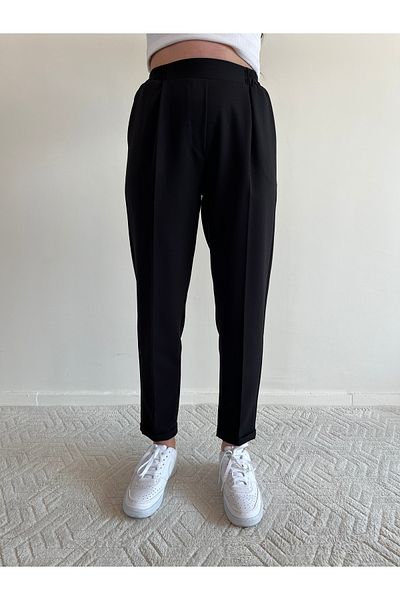 Taşpınar Butik Black Women's Double Leg Trousers