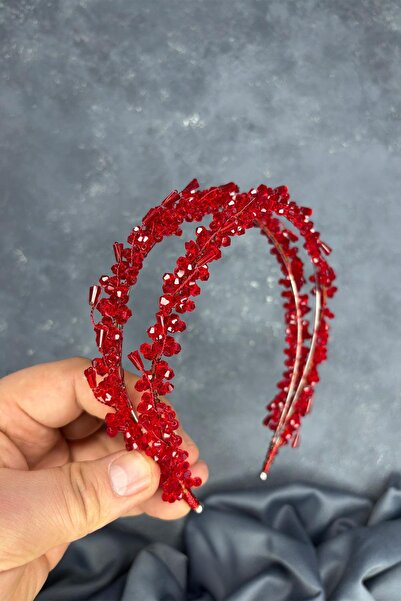 Limelia Accesoriu pentru păr, coroană de henna pentru mireasă, model roșu Sar...