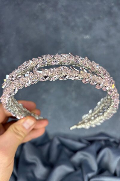 Limelia Accesoriu pentru păr de mireasă Lea, cu două rânduri de pietre, coroa...