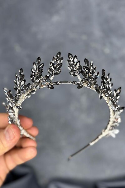 Limelia Accesoriu pentru păr, coroană de henna de mireasă, gri antracit, desi...