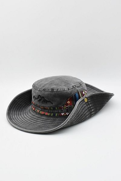 Külah Women's Denim Safari Western Hat Wide Brim Sun Hat - Black