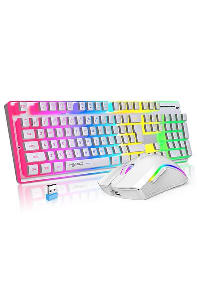 Choice L96-white 2025 New Arrival Hxsj L96 104 Keys 2.4g Wireless Pc Keyboard Mechanical Feeling Gaming Key