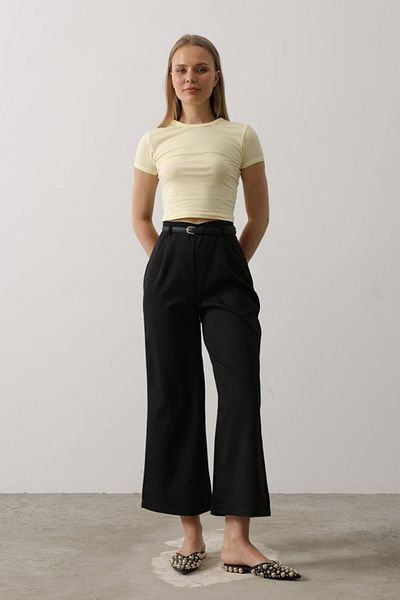 Moda Asmira Belt Collar Detailed Trousers - Black