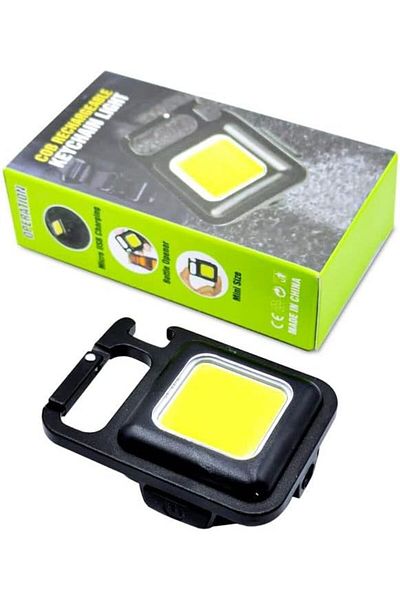 Generic Mini 500 Lumen LED COB Keychain Flashlight – Rechargeable Pocket Light with Bracket & Opener
