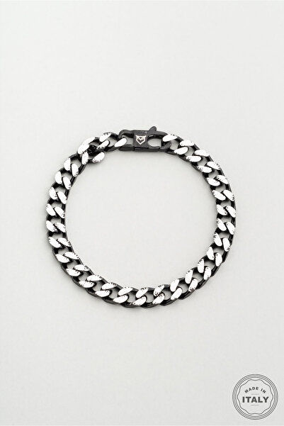 So CHIC... İtalyan Rutenyum Kaplama Gümüş Erkek Zincir Bileklik