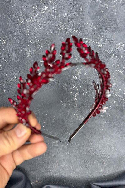 Limelia Αξεσουάρ μαλλιών με σχέδιο με φύλλα βενούς μπορντό νυφικής χέννας