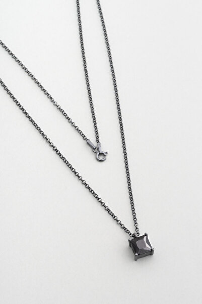 So CHIC... So CHIC... Zirkonu Taşlı Siyah Rodyum Kaplama 60 Cm Gümüş Erkek Kolye