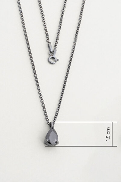 So CHIC... So CHIC... Zirkonu Taşlı Siyah Rodyum Kaplama 60 Cm Gümüş Erkek Kolye