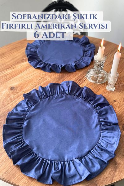 KAMİZ Frilly Midnight Blue Placemat Round