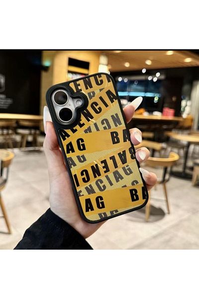 Balenciaga Husa telefon compatibila cu Iphone 13 Balenicaga GALBEN-NEGRU