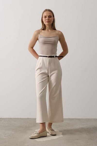 modaserdem Belt Collar Detailed Trousers - Beige