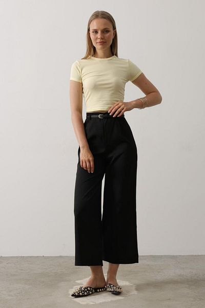 Moda Asmira Belt Collar Detailed Trousers - Black
