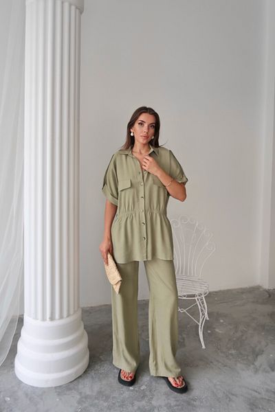COTTONLAB Cămașă DETALIE CU CĂTĂ DE LINTE - SET PANTALONI - Verde