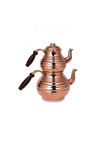 Tanemce Classic Sectioned Teapot Medium Size Hand Hammered Red Copper Teapot