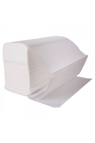 ROİAL Folded Towels in V, White, 2 Layers, 150 pcs/pack, 20 packs per box